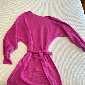Pink Knit Sweater Dress with Belt